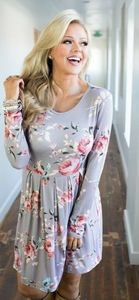 12 PM by MonAmiDusty Rose-Gray Long-sleeved Dress